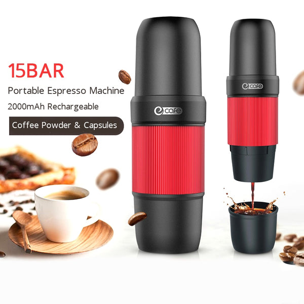 New USB Chargeable Capsule Espresso Maker 15bar Espresso Coffee Machine Portable Outdoor Travel Coffee Powder Capsule Dual Use