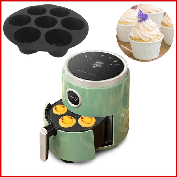 Air Fryer Accessories 7 with Cake Cup Mold Silicone 7 Even Round Muffin Cup Mold Microwave Oven Baking Mold Baking Bakeware Mat