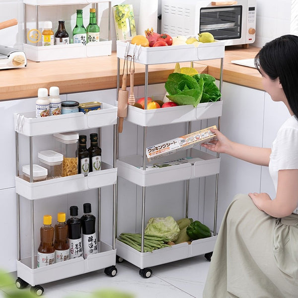 2021 New Upgrade thicker material Multi-layer Storage Cart Rolling Wheels Kitchen Bathroom Organizer Household Rack Mobile Shelf